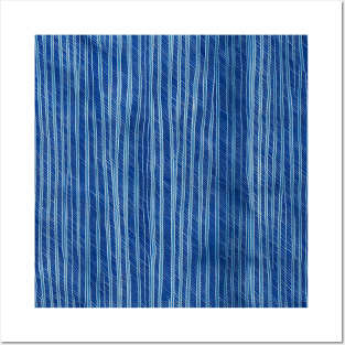 Artistic geo deep dye halftone texture blue stripes Posters and Art